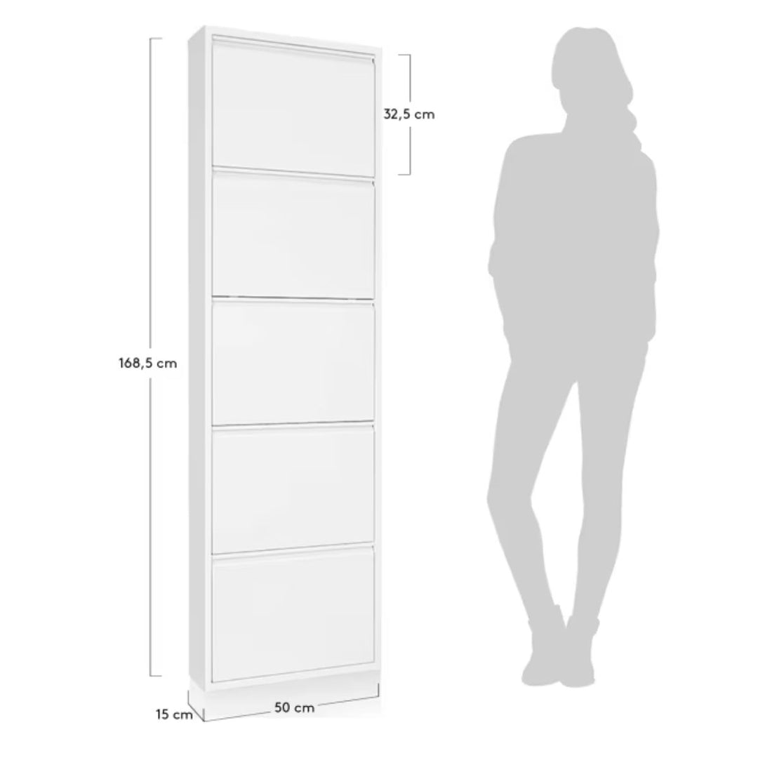 Meuble chaussures Ode 50 x 168,5 cm 5 portes blanc Kave Home