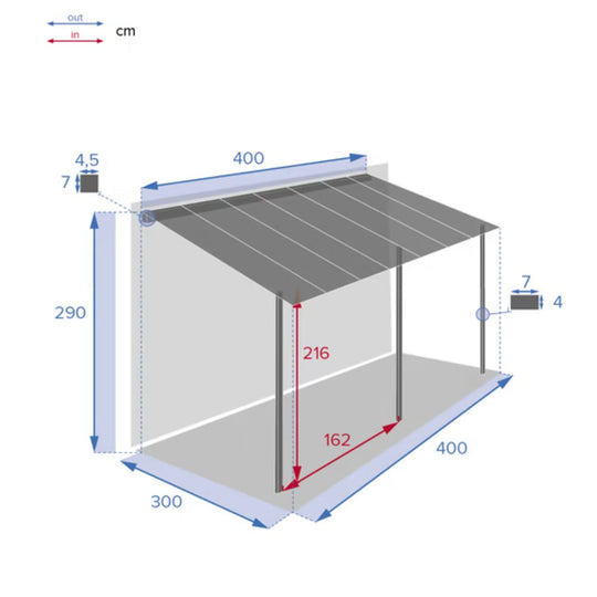Pergola Hesperide adossée BELIZE Graphite