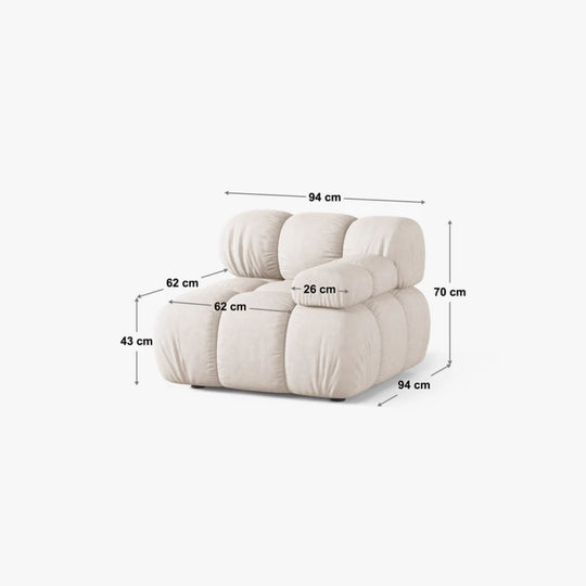 Ensemble Module d'angle droit et Pouf MICADONI Bellis en tissu bouclé Beige clair