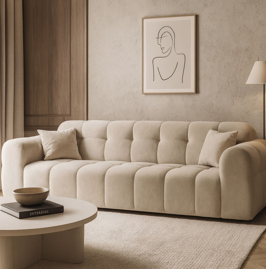 Canapé droit BEST MOBILIER Ray 3 places en tissu texturé beige