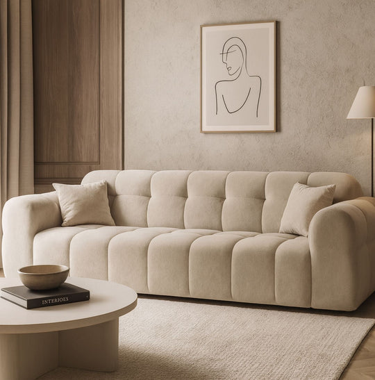 Canapé droit BEST MOBILIER Ray 3 places en tissu texturé beige