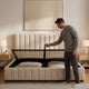 Lit coffre BELLECOUR Trocadéro en velours beige