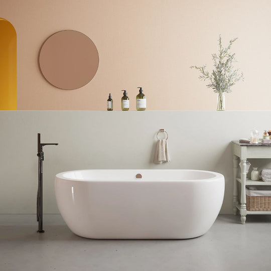 Baignoire îlot ovale VENTE UNIQUE 200 L en Acrylique Blanche NEPTUNA