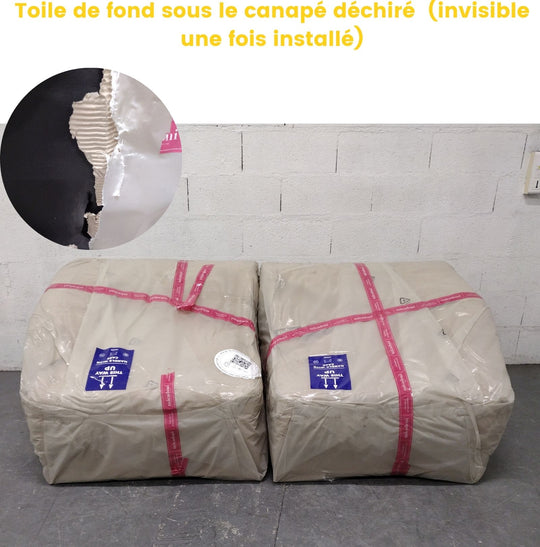 Canapé velours 2 places Micadoni Miley Beige Clair - Léger défaut