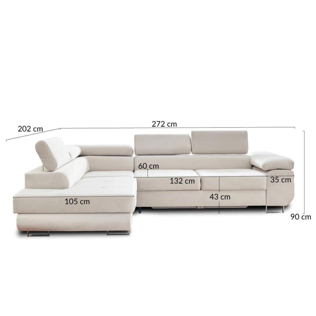 Canapé BESTMOBILIER Pablo Angle Gauche Velours Beige Convertible
