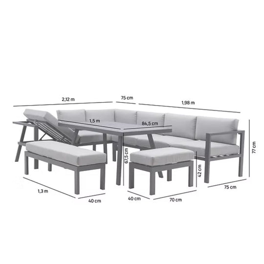 Salon d'angle en aluminium anthracite 10 personnes Naxos II NATERIAL Leroy Merlin