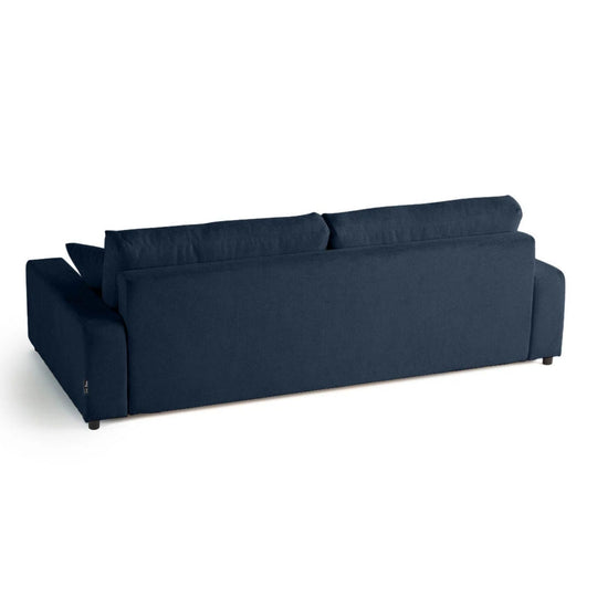 Canapé convertible BESTMOBILIER Pivoine 3 places avec coffre en velours texturé bleu