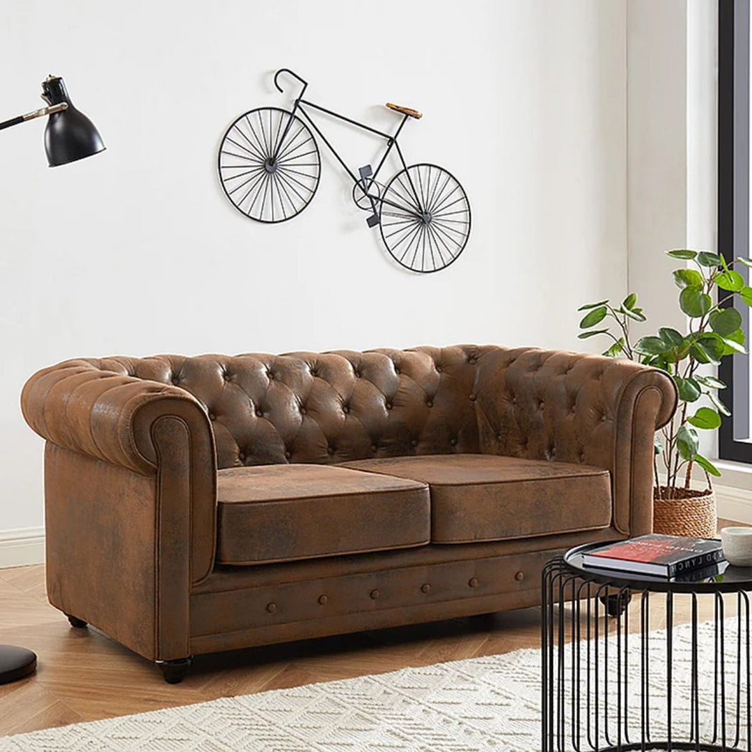 Canapé 2 places Chesterfield en simili cuir capitonné - 5 coloris - Decome Store Canapé 2 places Chesterfield en simili cuir capitonné - 5 coloris - Decome Store