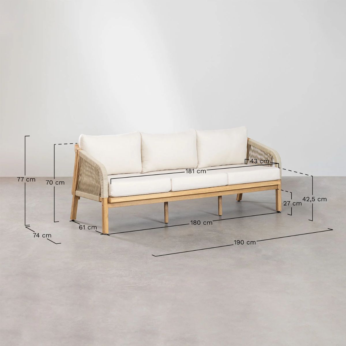 Canapé de jardin SKLUM 3 places en bois d'acacia Dubaï