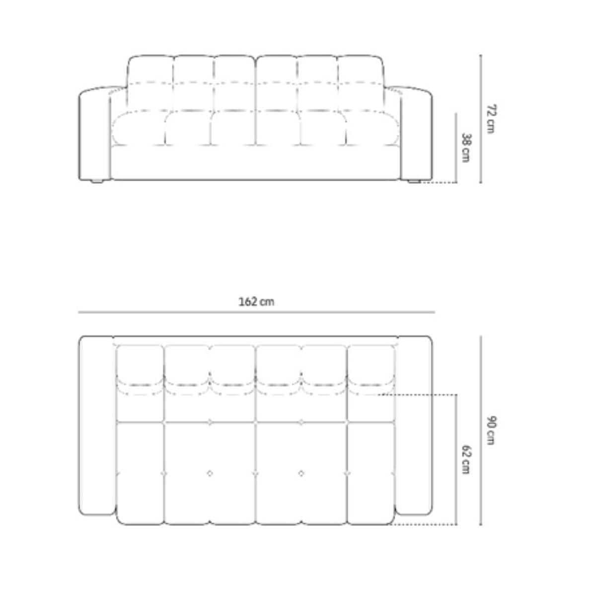 Canapé Velours Justin 2 places Noir- Micadoni