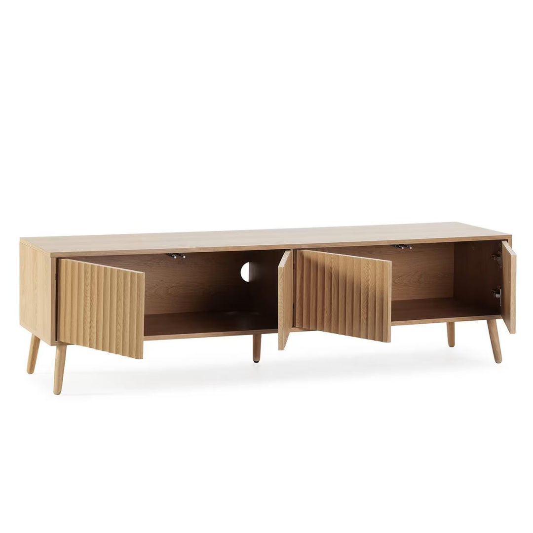 Meuble TV 4 portes, coloris chêne, longueur 160 cm