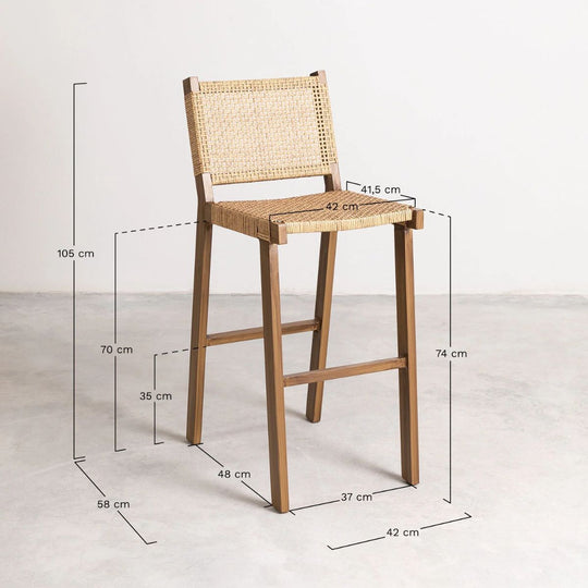 Lot de 2 tabourets hauts de jardin 75 cm en osier synthétique Ori SKLUM