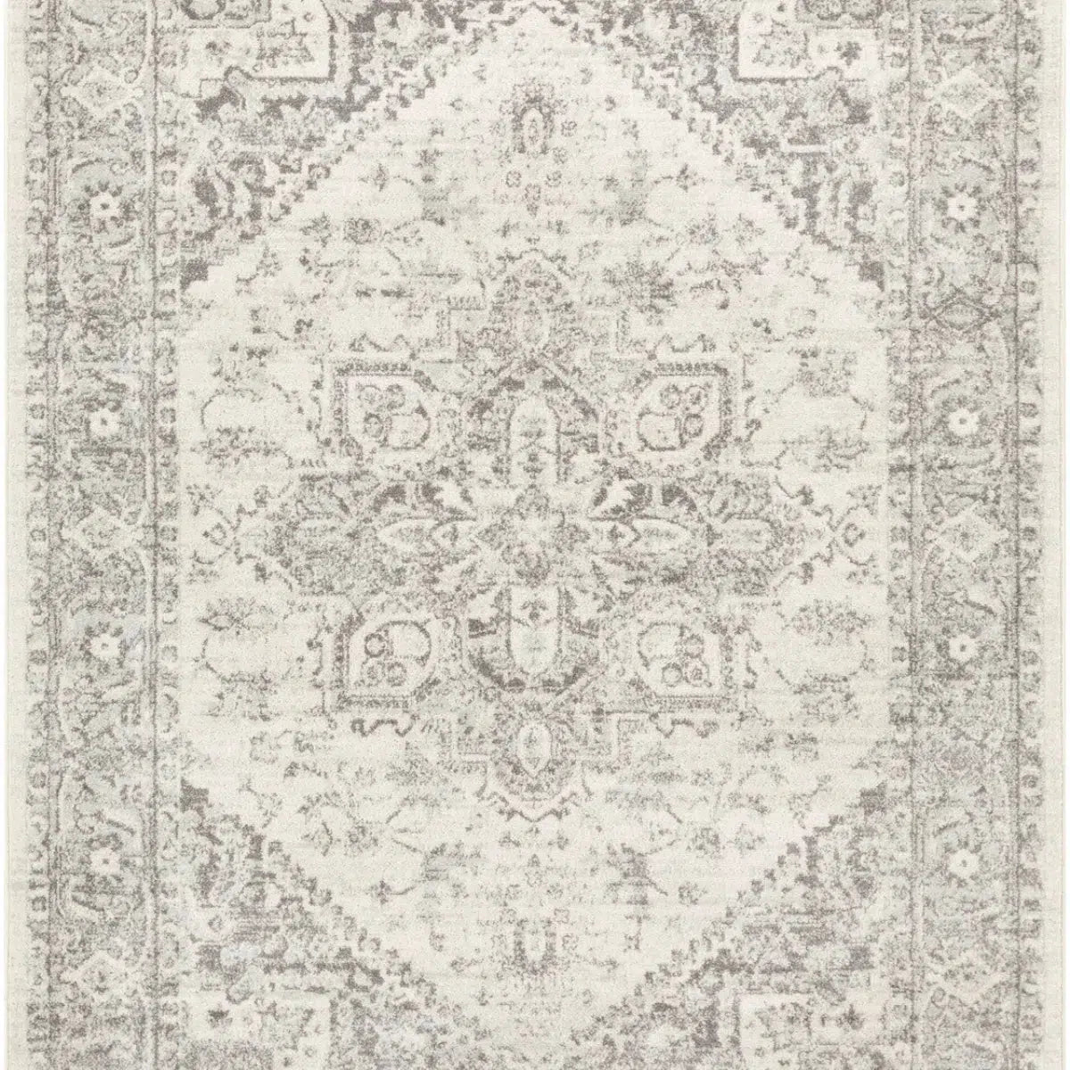 Tapis SURYA Farah vintage oriental, médaillon délavé gris et blanc cassé, vue 6