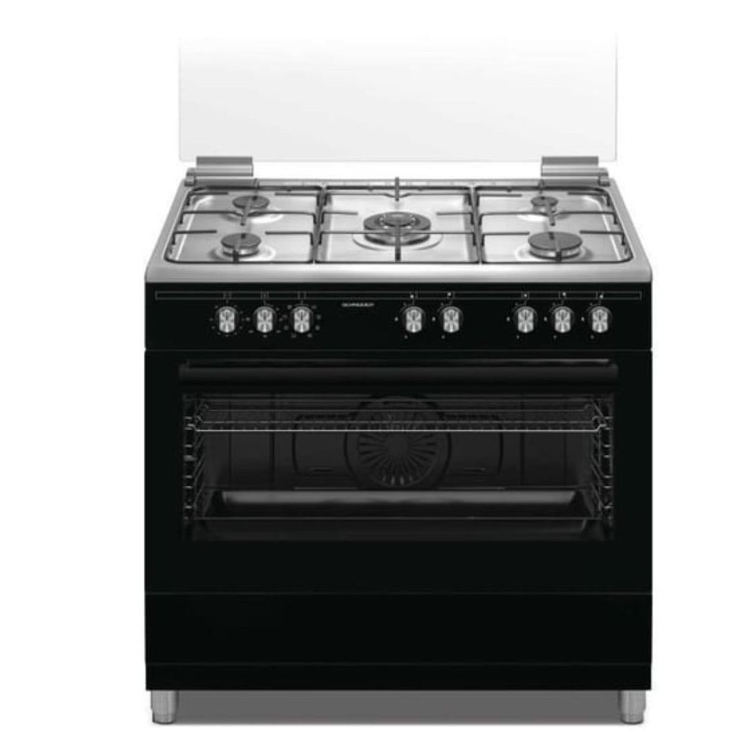 Cuisinière SCHNEIDER SCG9MFCB 5 brûleurs gaz + four électrique 95 L noir mat