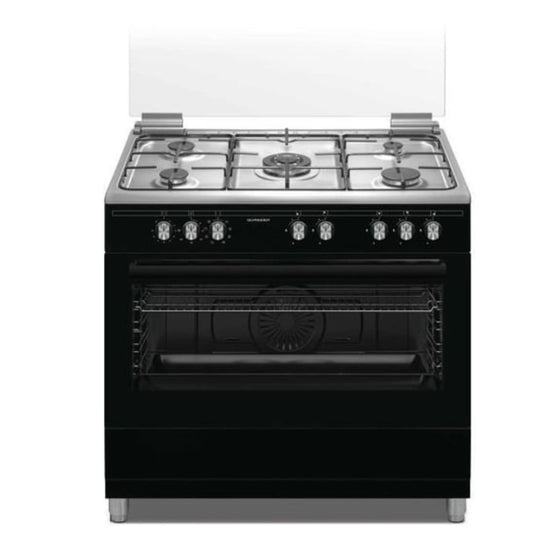 Cuisinière SCHNEIDER SCG9MFCB 5 brûleurs gaz + four électrique 95 L noir mat