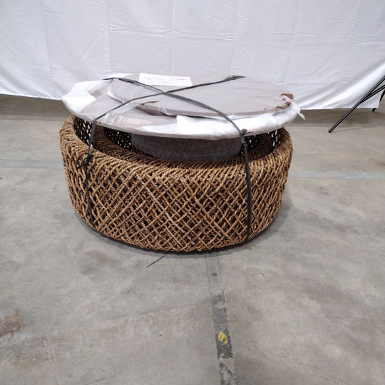 MACABANE- Set de 3 tables basses rondes en tissage de fibre de cocotier