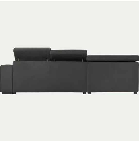 ALINEA Canapé Origano d'angle gauche convertible avec coffre en tissu doux - gris ardoise