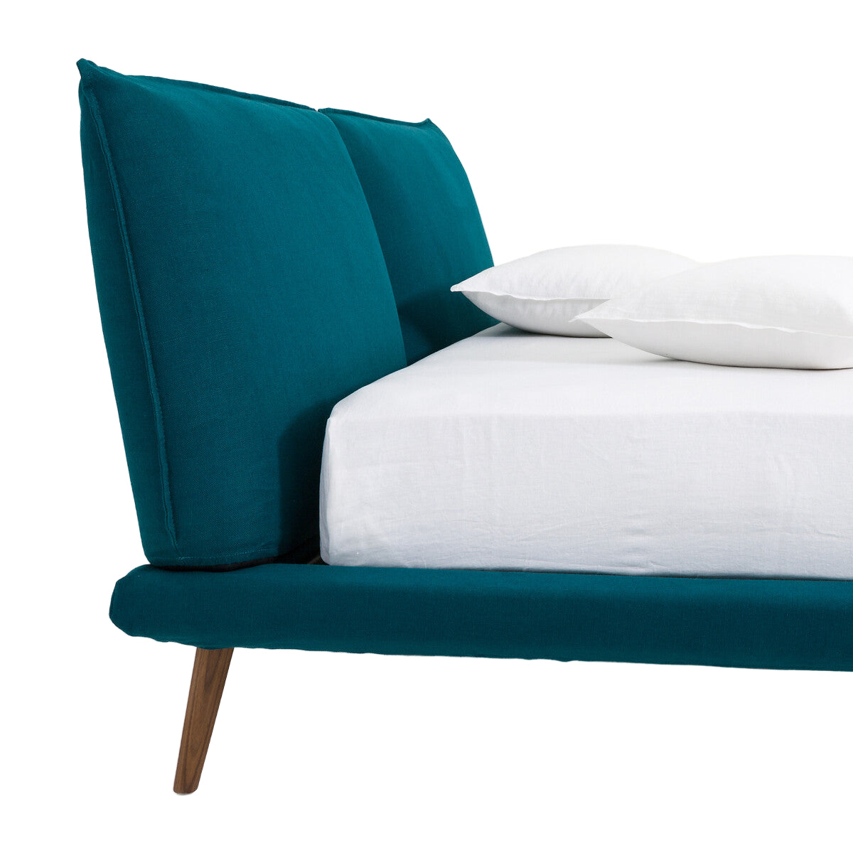 Lit en lin Bleu canard 160x200cm, Aurore design E. Gallina AM.PM