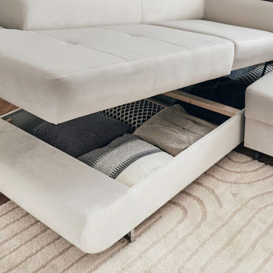 Canapé BESTMOBILIER Pablo Angle Gauche Velours Beige Convertible