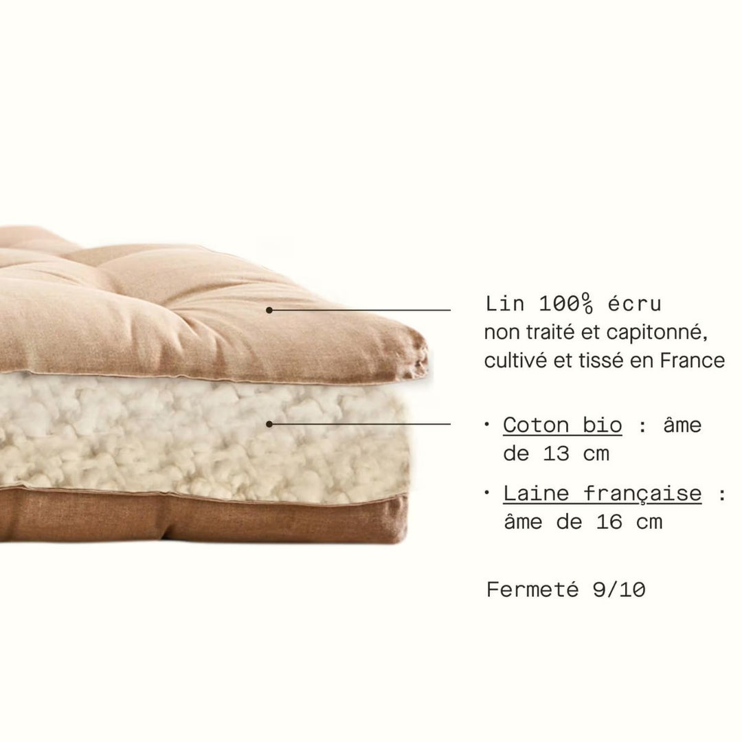 Futon naturel KIPLI en latex et fibres naturelles 160x200cm
