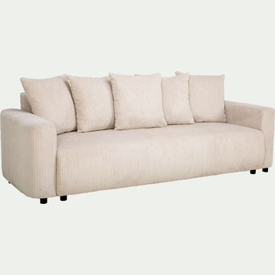 ALINEA Canapé 4 places convertible LUDI en velours côtelé - beige roucas