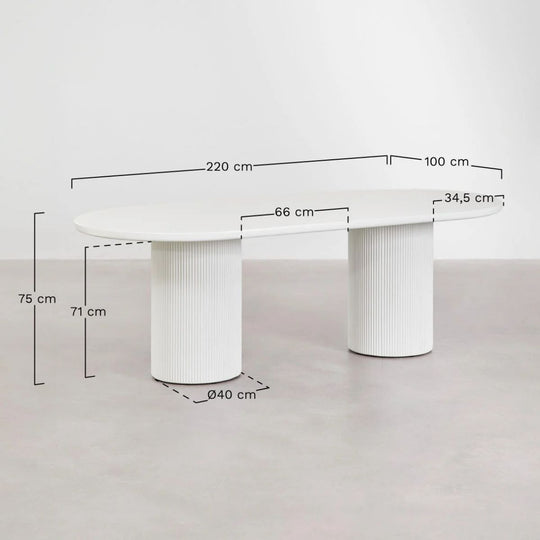 Table de salle à manger ovale SKLUM 220x100 cm en ciment Velia