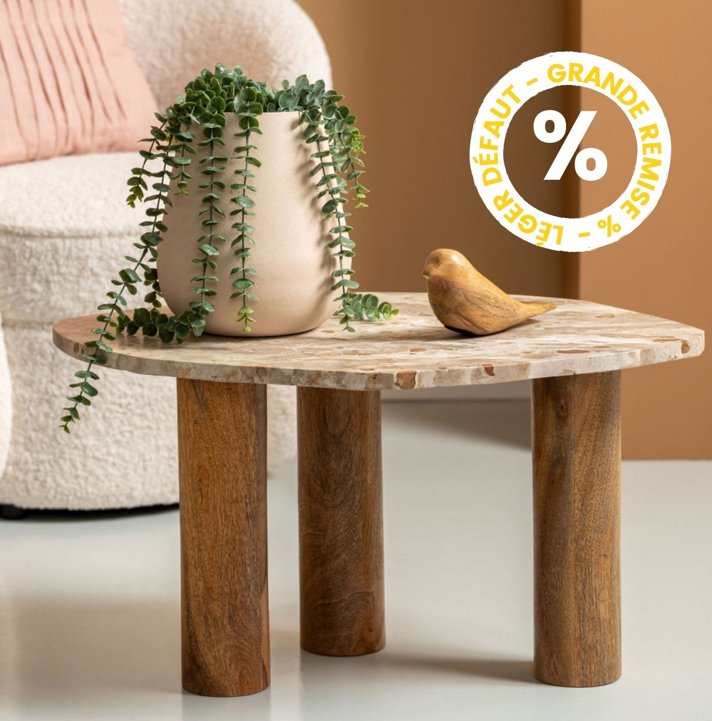 Table d'appoint en bois et marbre Drawer - Léger défaut