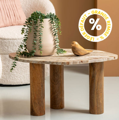 Table d'appoint en bois et marbre Drawer - Léger défaut