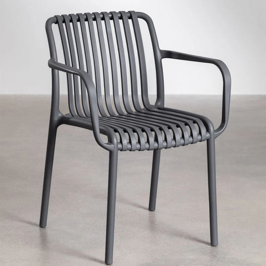 Lot 4 Chaises Jardin SKLUM Wendell Polypropylène Accoudoirs  Gris anthracite