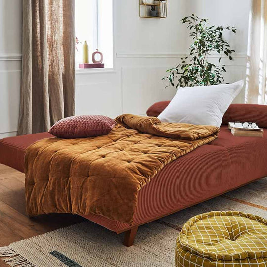 Canapé Cristal 3 places BESTMOBILIER convertible en velours côtelé terracotta