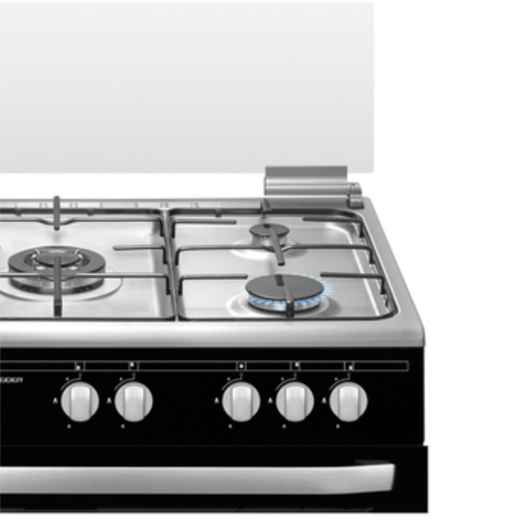 Cuisinière SCHNEIDER SCG9MFCB 5 brûleurs gaz + four électrique 95 L noir mat