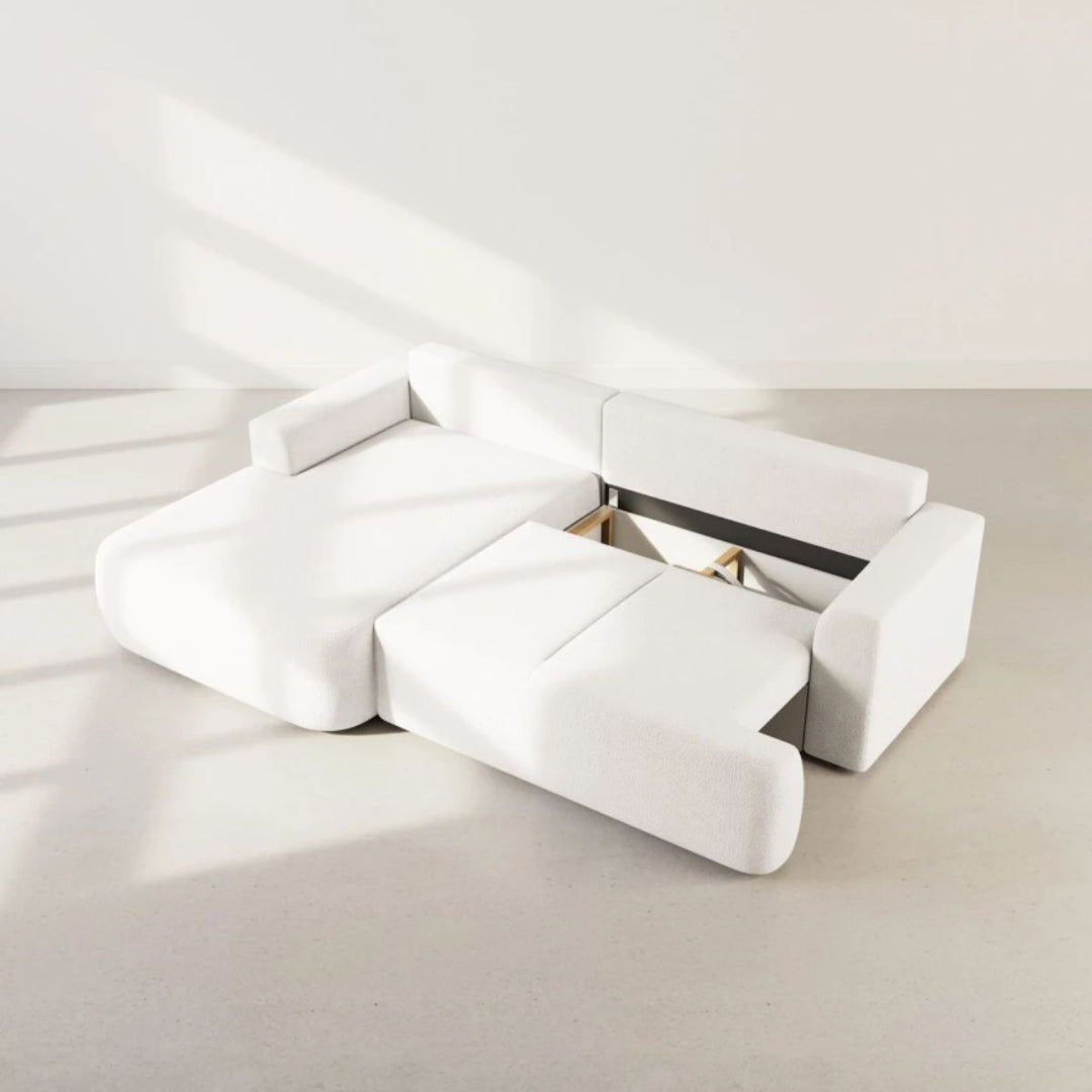 Canapé LISA DESIGN Candela Beige 4 places Convertible Coffre