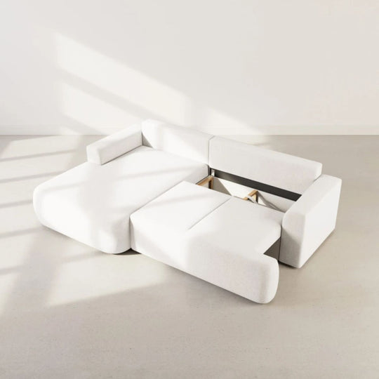 Canapé LISA DESIGN Candela Beige 4 places Convertible Coffre