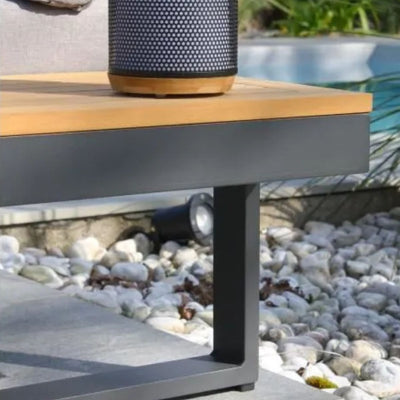 Salon de jardin modulable - Aluminium - DCB GARDEN - 4 places - TOKYO - Gris anthracite et bois d'acacia