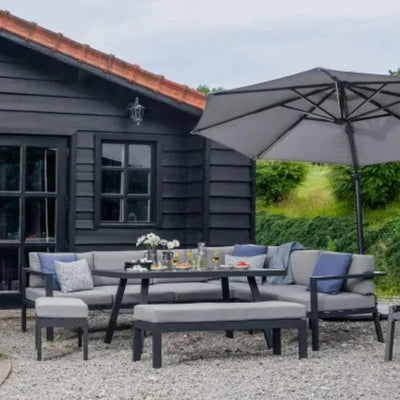 Salon d'angle en aluminium anthracite 10 personnes Naxos II NATERIAL Leroy Merlin