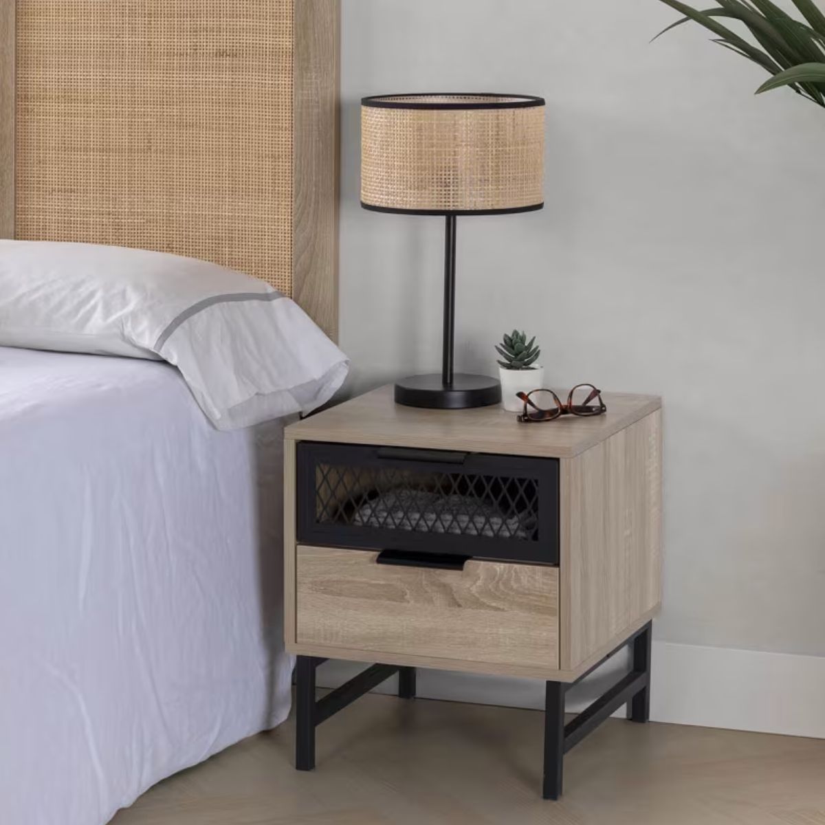 Table de chevet  Hera 1 porte 1 tiroir coloris bois