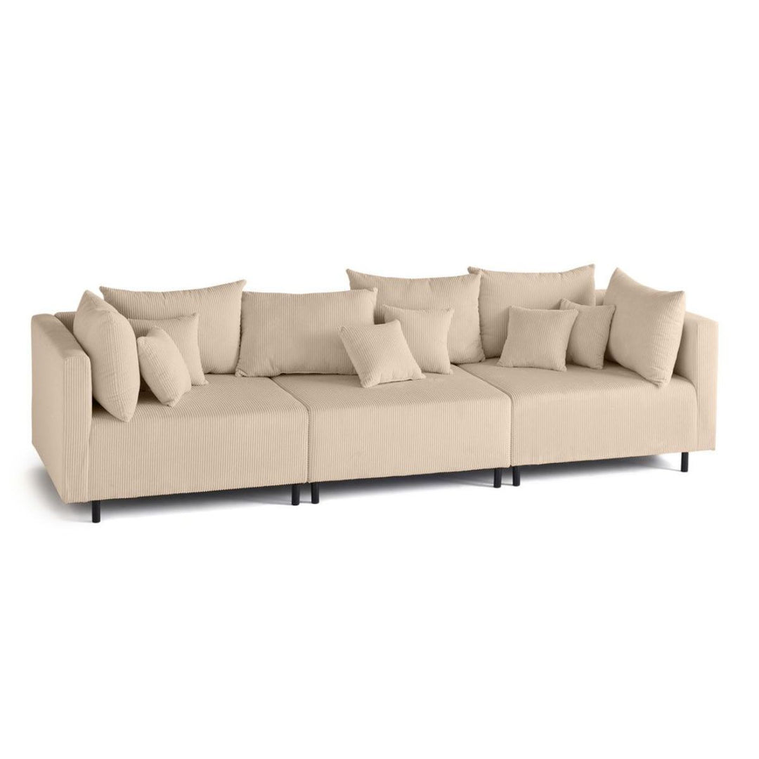 Canapé BESTMOBILIER EDINBURG 3 places velours côtelé beige