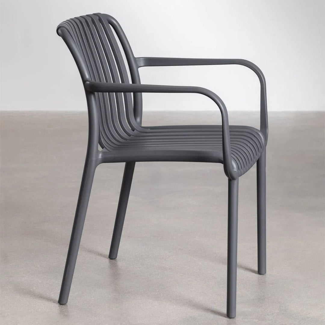 Lot 4 Chaises Jardin SKLUM Wendell Polypropylène Accoudoirs  Gris anthracite