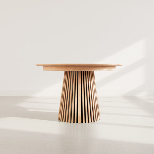 Table à manger extensible BESTMOBILIER Freya ronde en bois effet chêne