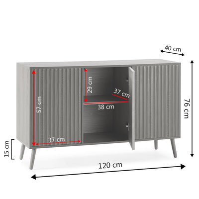 Buffet 3 portes, coloris chêne, largeur 120 cm Lluvia