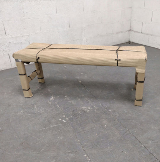 Banc Calixta en cuir et bois de acajou avec finition noire 120 cm KAVE HOME