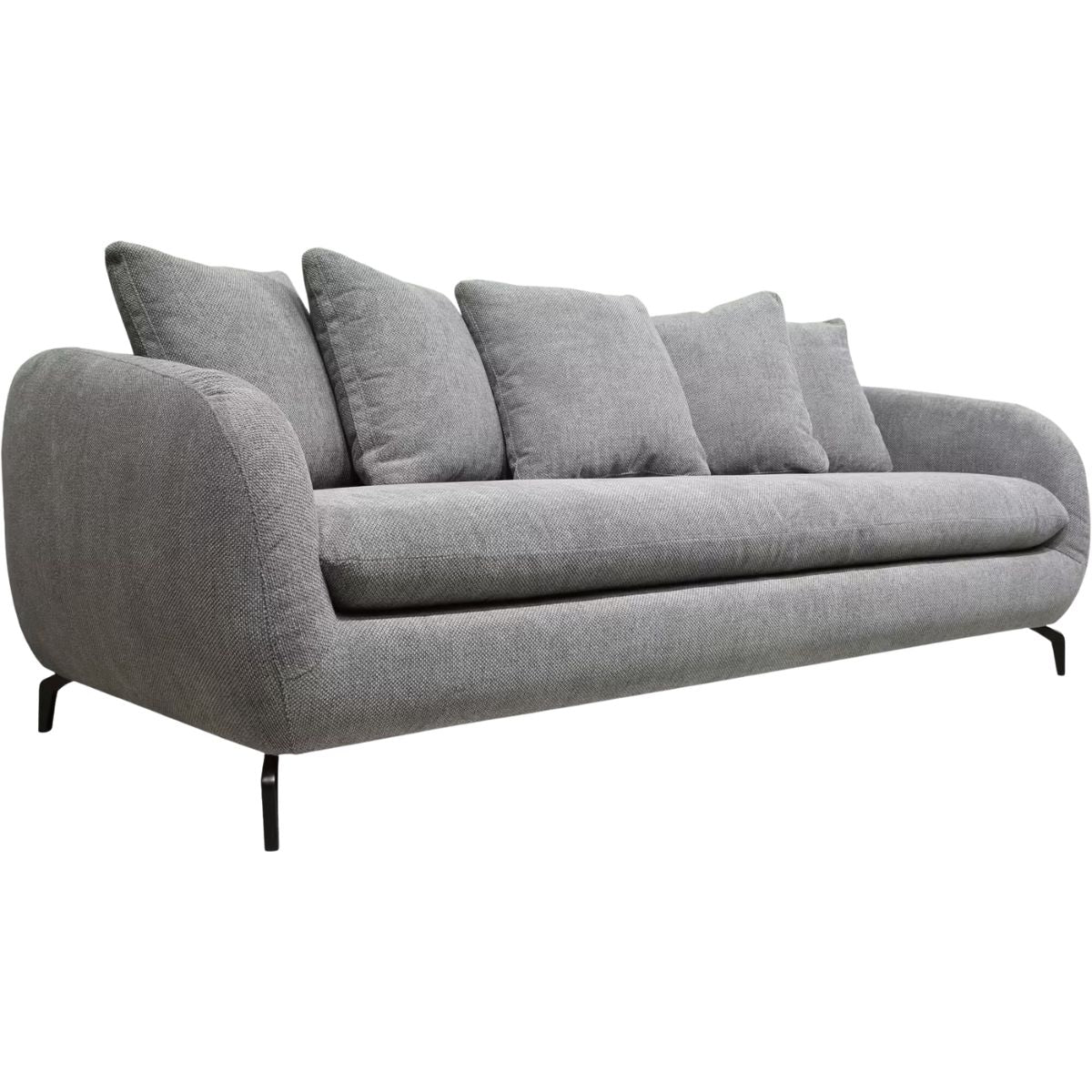 ALINEA Canapé 4 places COLINE convertible en tissu tramé piétement noir - gris ardoise