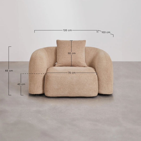 Fauteuil SKLUM Coco en tissu chenille epais blanc