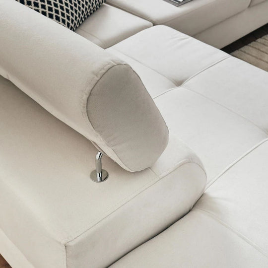 Canapé BESTMOBILIER Pablo Angle Gauche Velours Beige Convertible