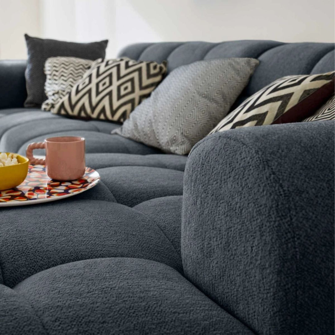 Canapé d'angle droit BESTMOBILIER Ray 4 places en tissu texturé gris