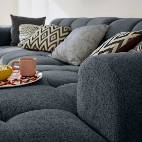 Canapé d'angle droit BESTMOBILIER Ray 4 places en tissu texturé gris
