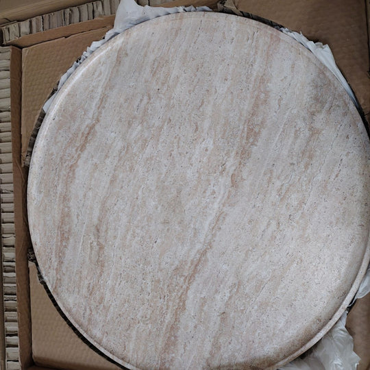 Table basse ronde SKLUM Ø80 cm en aspect ciment travertin Darwys