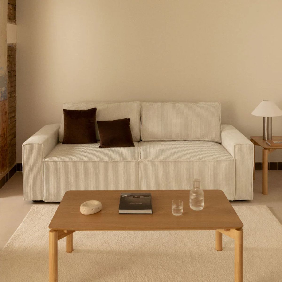 Canapé SKLUM convertible 3 places velours beige Tampere