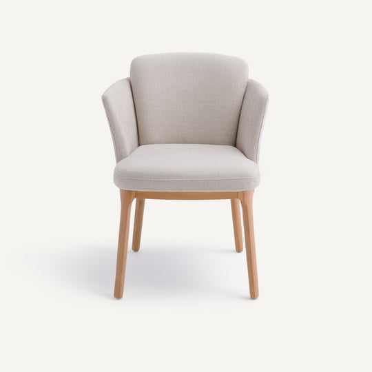 Fauteuil AM.PM avec pied chêne et tissu natté Jabote