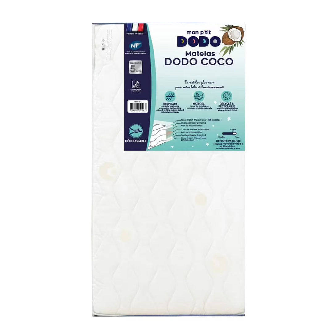 Matelas bébé 60x120cm Dodococo déhoussable - blanc